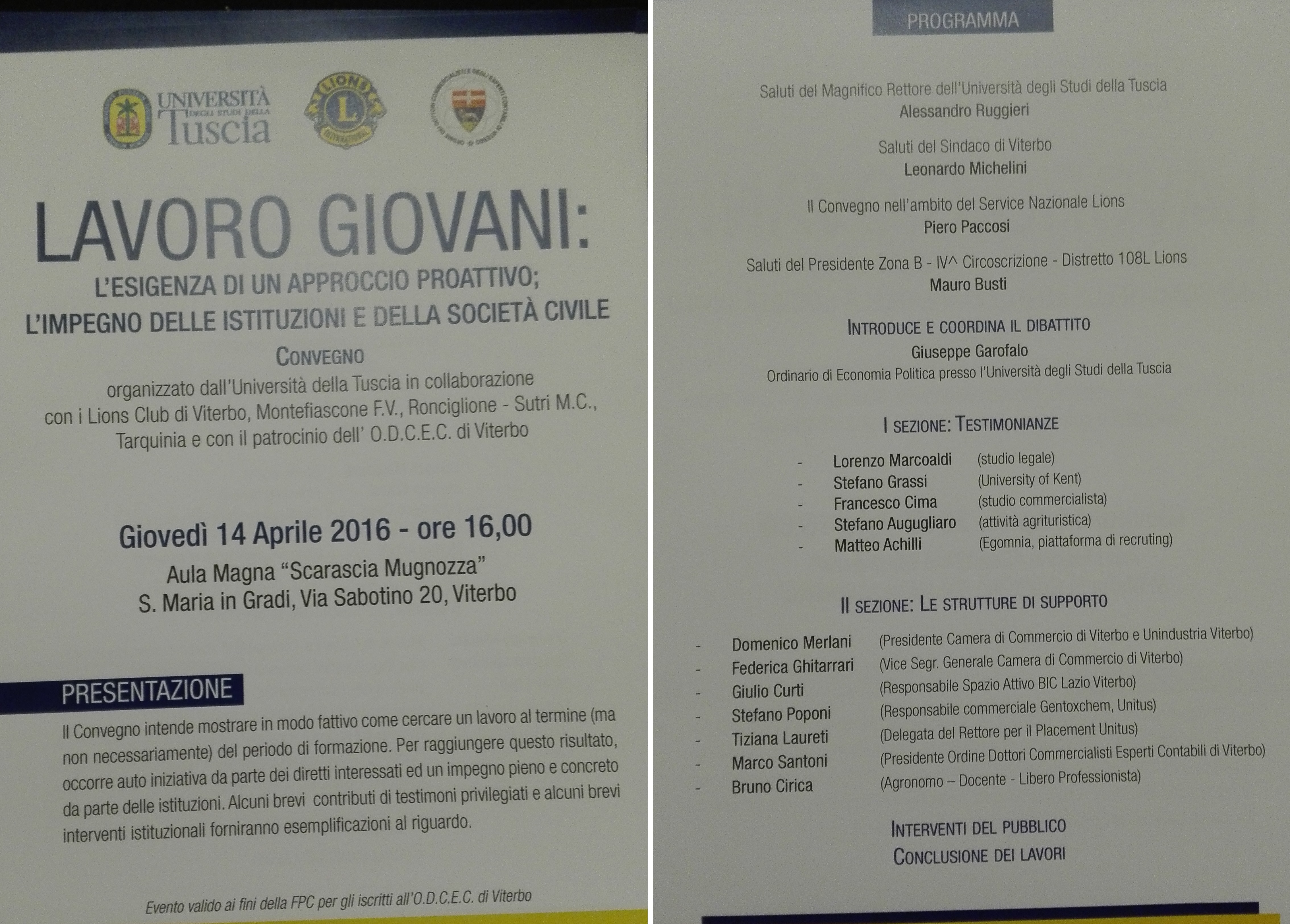 Convegno Lions 14 aprile 2016